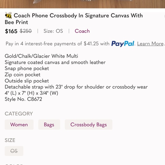 🐝 Coach Phone Crossbody In Signature Canvas With Bee Print - Picture 5 of 10